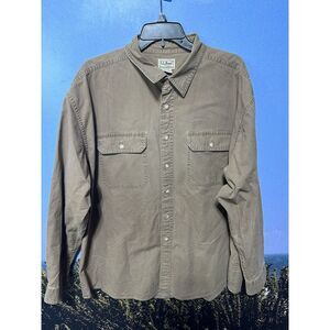 LL Bean Shirt Men's Xl Beige Shacket Utility Workerwear Safari XL‎